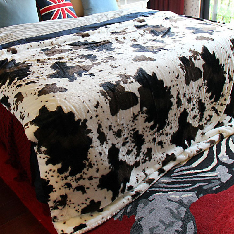 DaDa Bedding Tache Cow Print Faux Fur/Sherpa Throw Blanket & Reviews